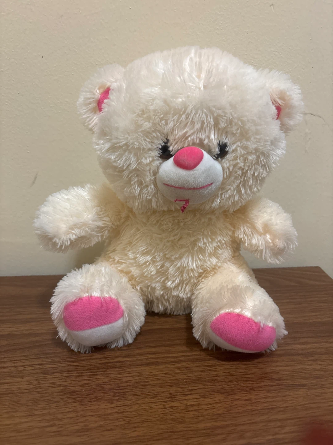 C ⚽ ream Teddy Bear with Pink Accents