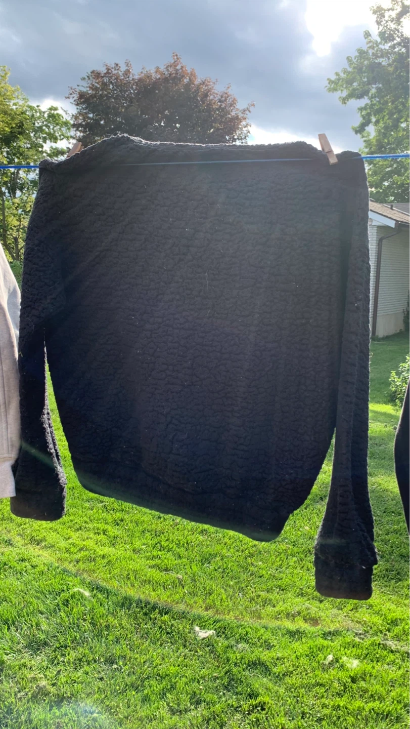 Aerie Black Sherpa Quarter Zip Pullover - Size XS ⚽️ - photo 2