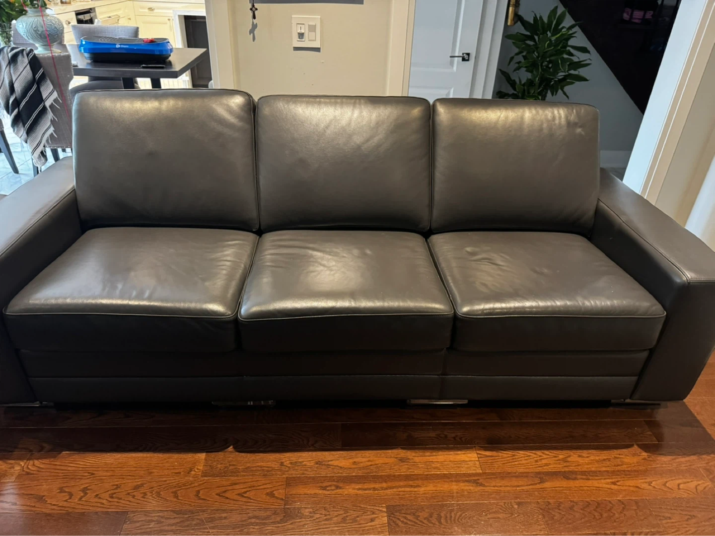 Dark Grey Italian Leather 3-Seater Sofa