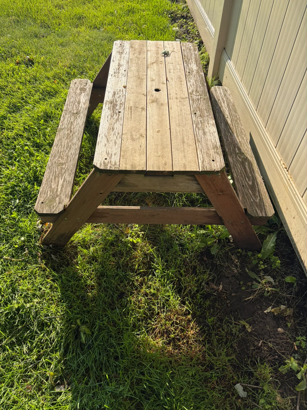 Water table- Wooden Picnic Table with Blue Trays