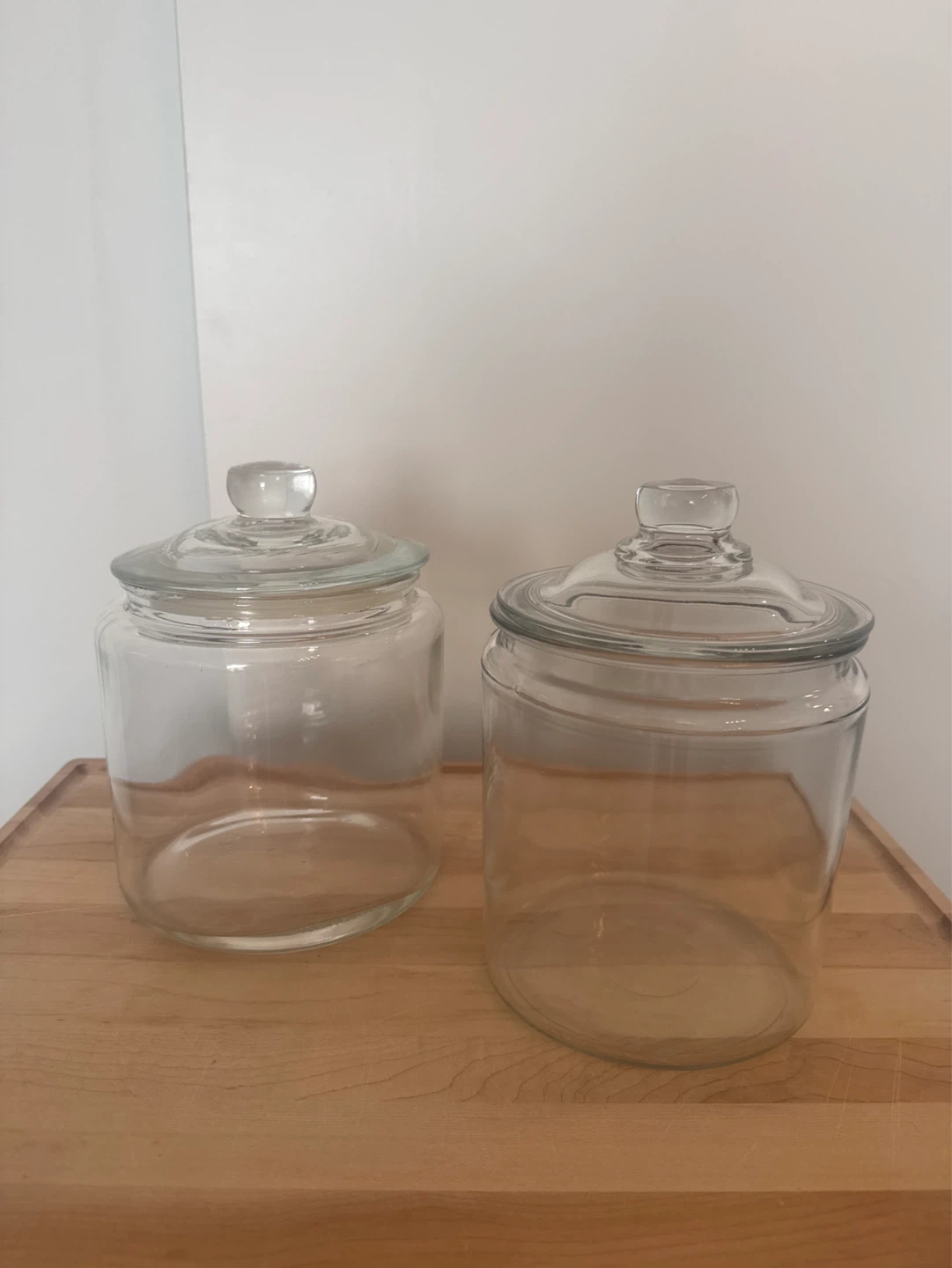 2 Clear Glass Canister Jars with Lids. Price is for each