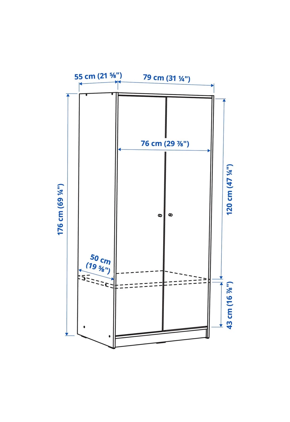 Ikea White 2-Door Wardrobe/Cabinet - photo 5