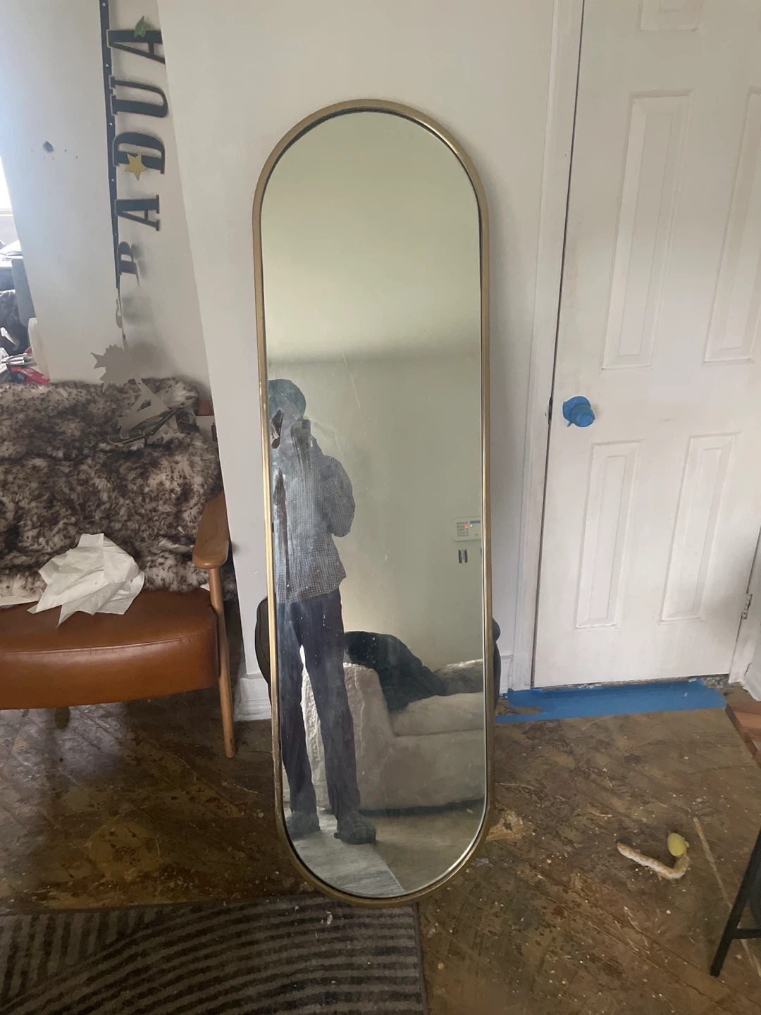 Gold Rounded Rectangle Full Length Mirror