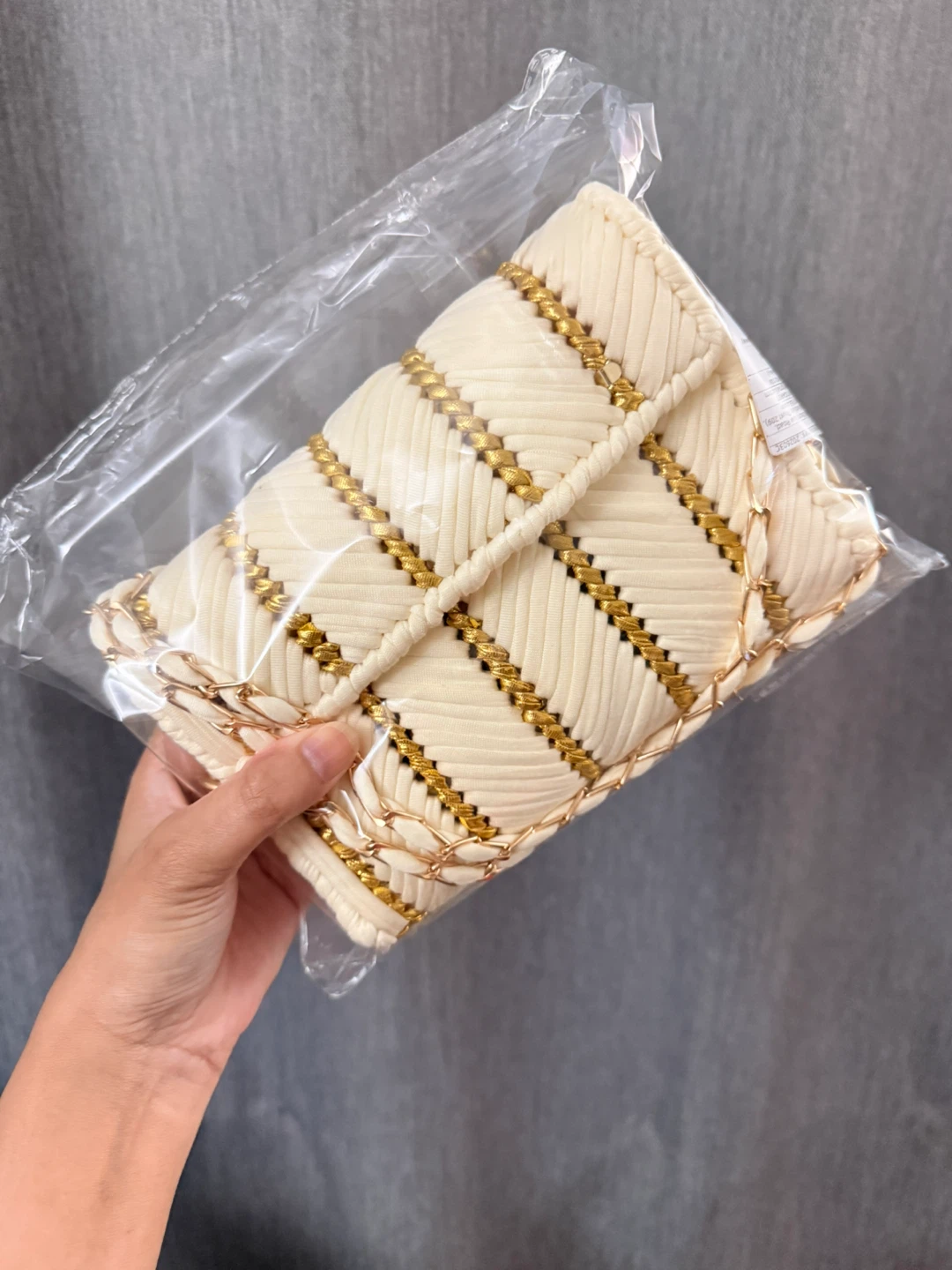 White and Gold Clutch Bag