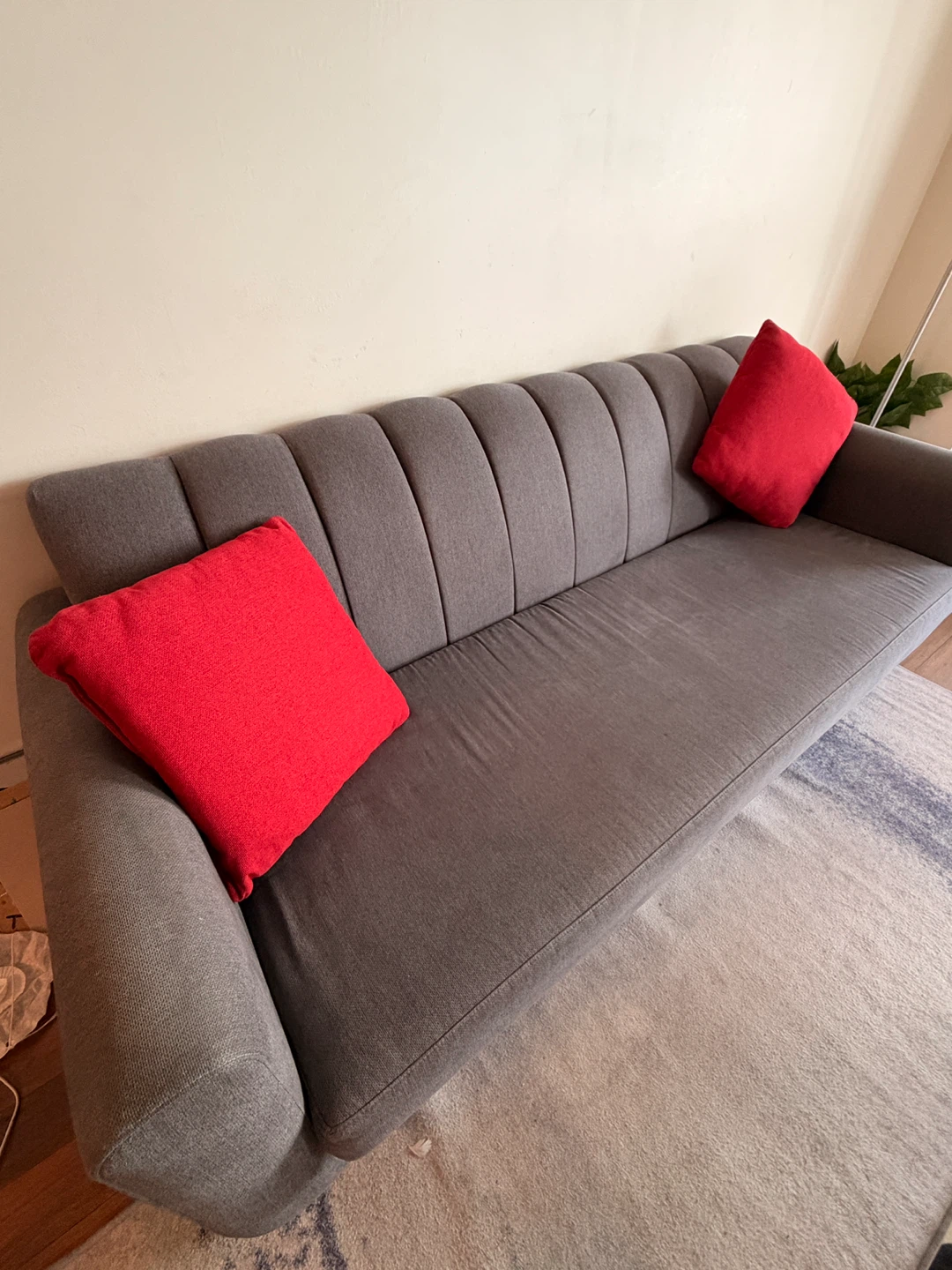 Grey Sofa with Red Pillows - photo 2