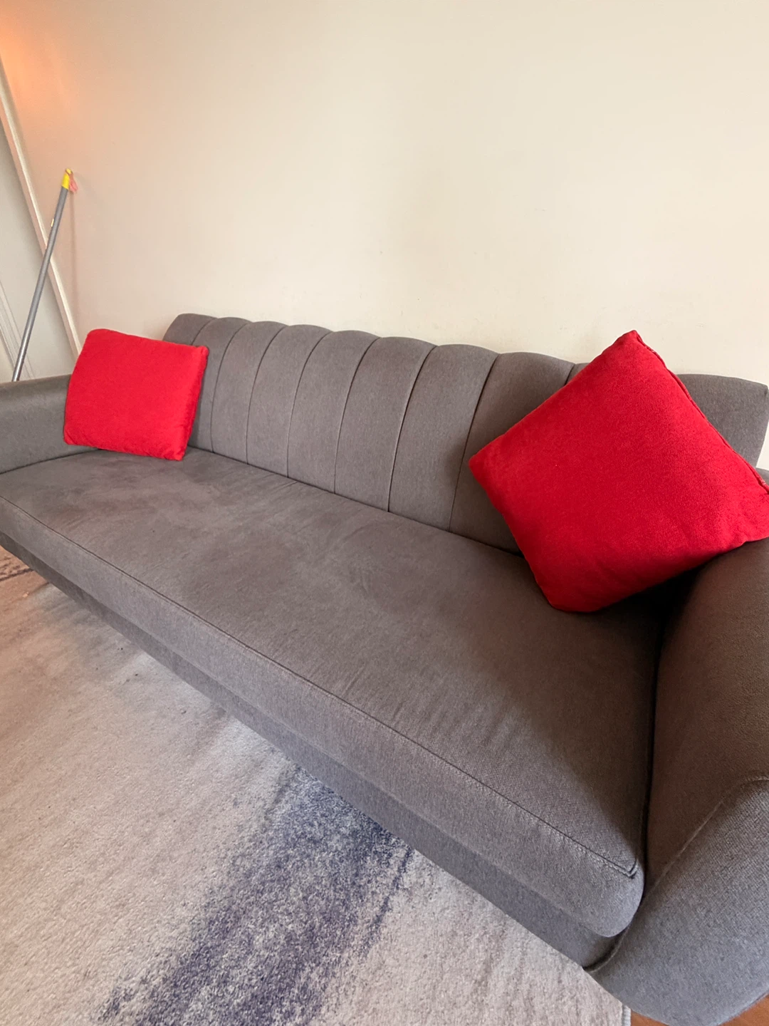 Grey Sofa with Red Pillows - photo 3