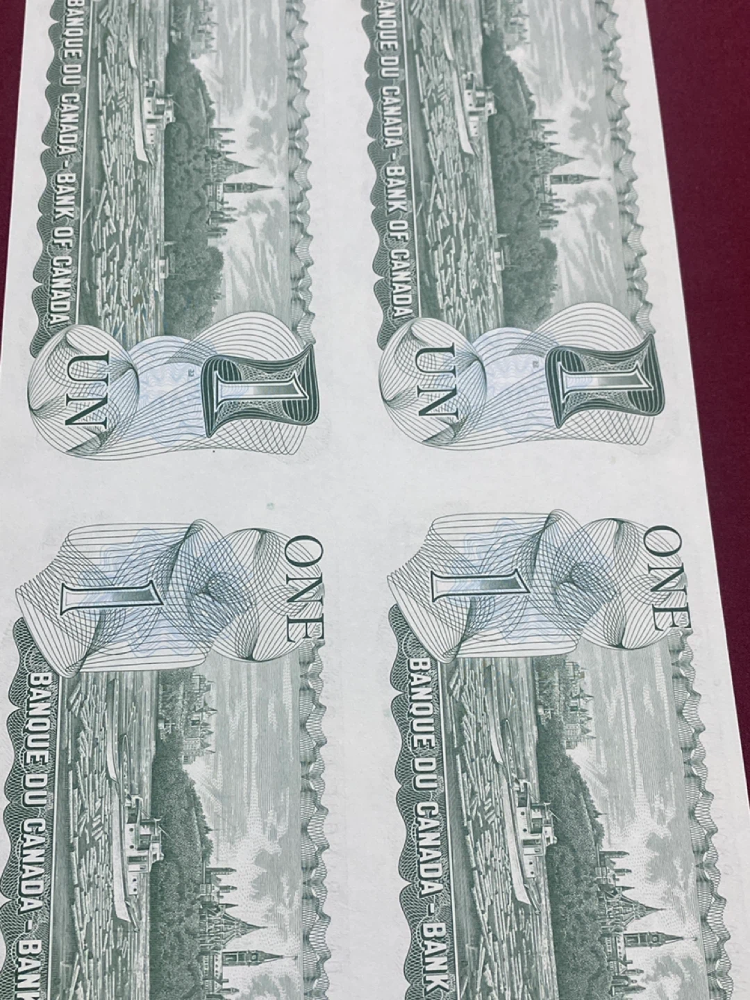 Sheet of 4 Canada 1 Dollar Banknotes - photo 3