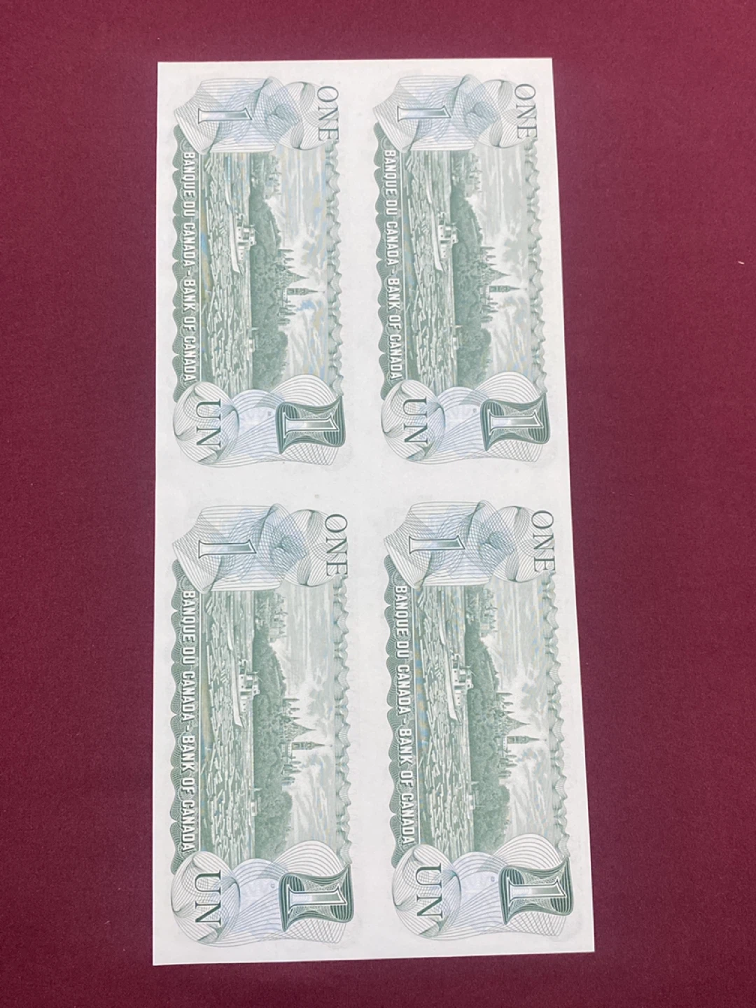 Sheet of 4 Canada 1 Dollar Banknotes - photo 2