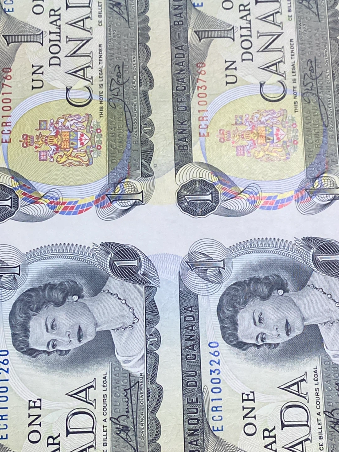 Sheet of 4 Canada 1 Dollar Banknotes - photo 4