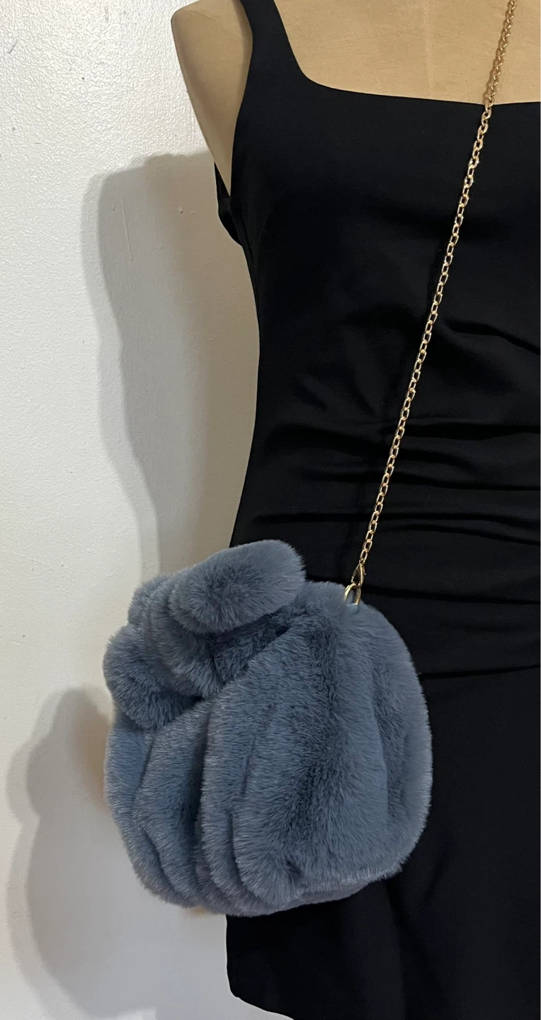 Fuzzy Blue Handbag