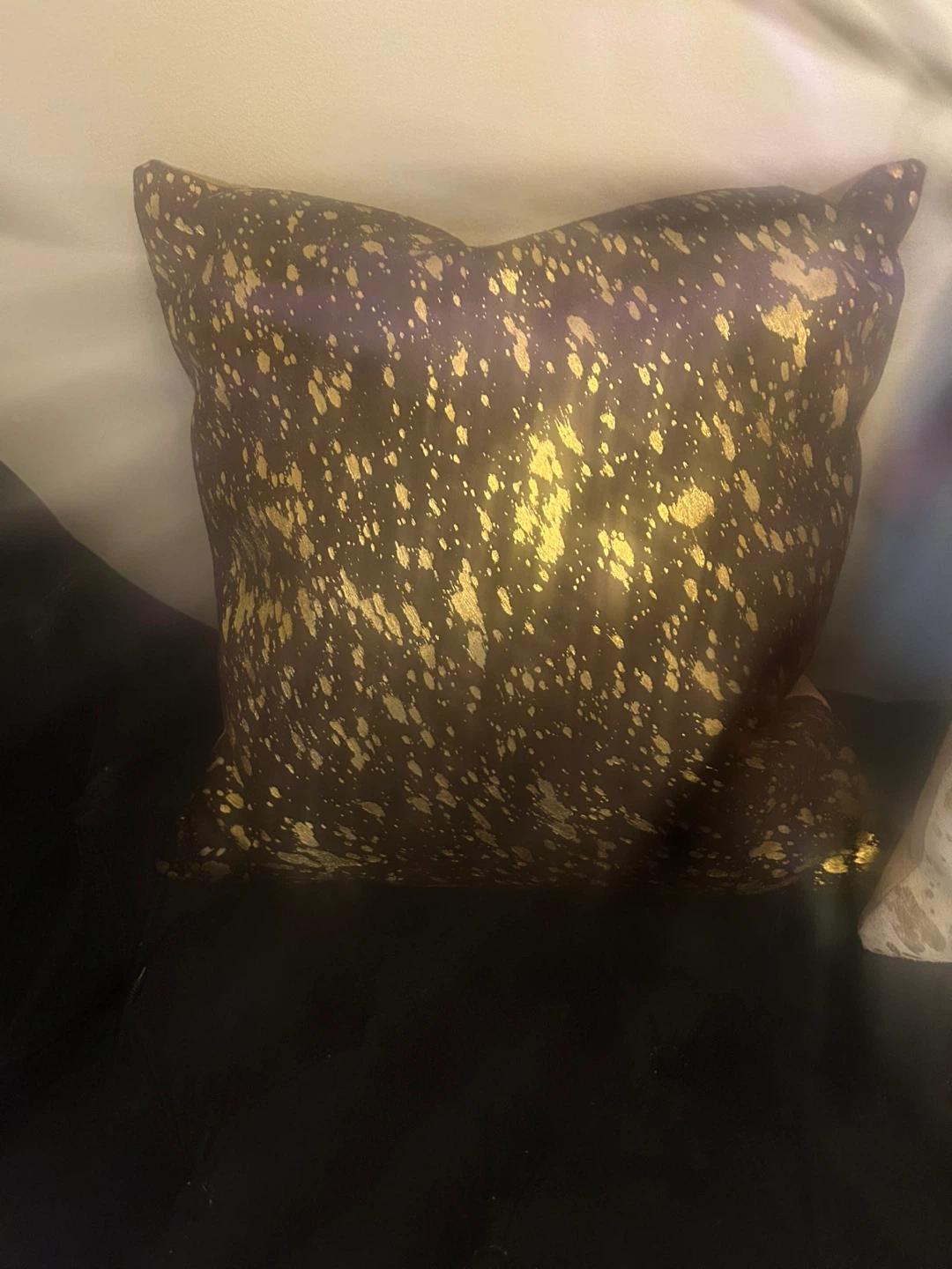 Decorative Throw Pillow with Gold Splatter Design - photo 2