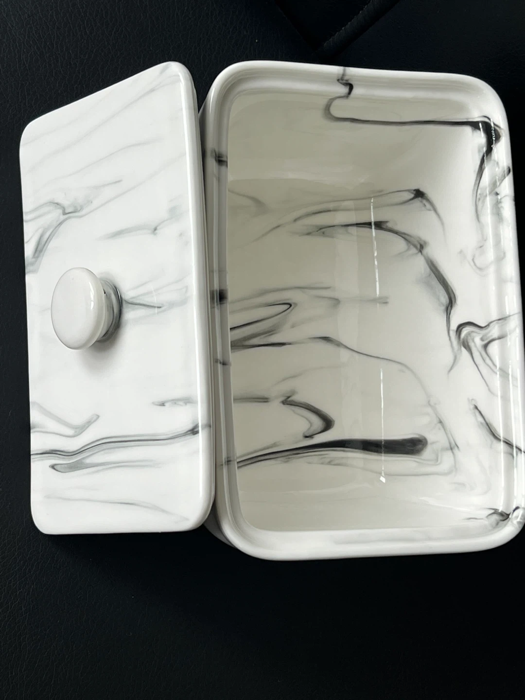 Marble Print Butter Dish with Lid ⚽ - photo 2