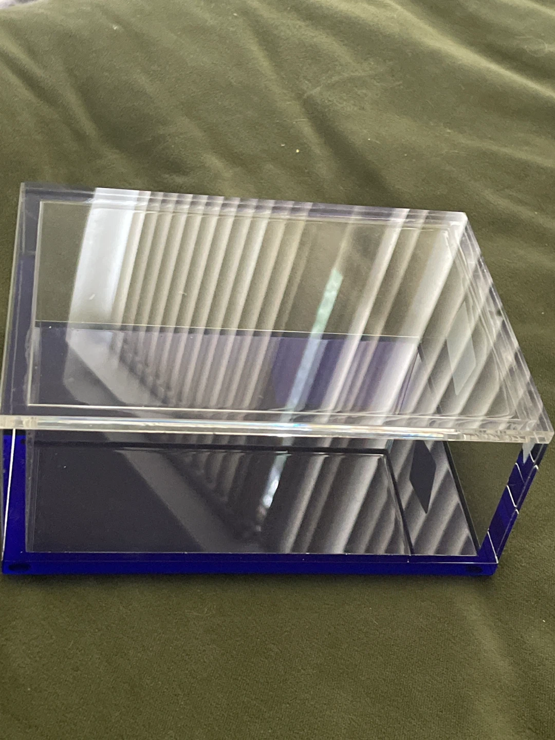 Clear Acrylic Storage Box with Blue Base