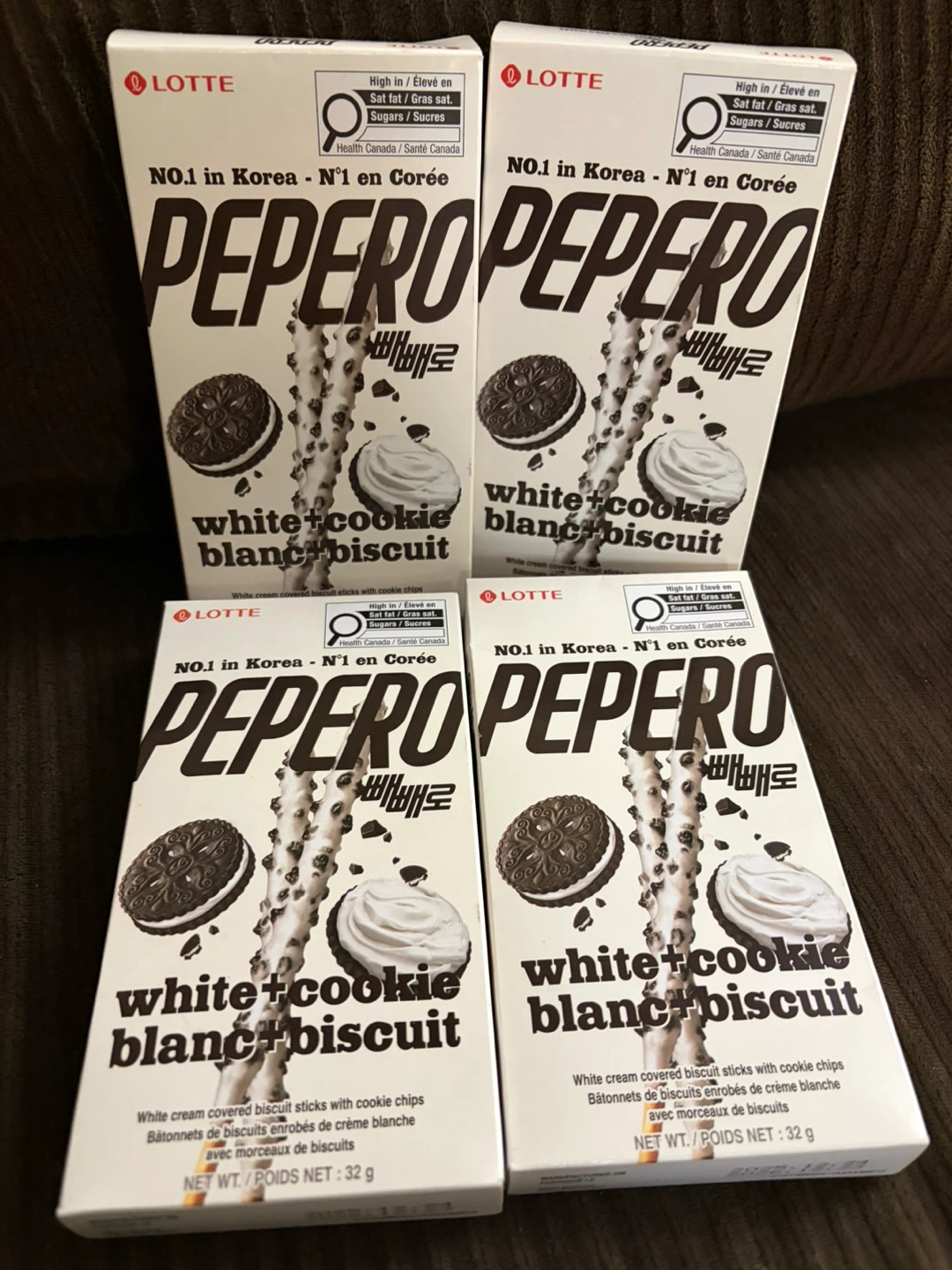 LOTTE Pepero White Cookie & Biscuit Sticks (4 Boxes)