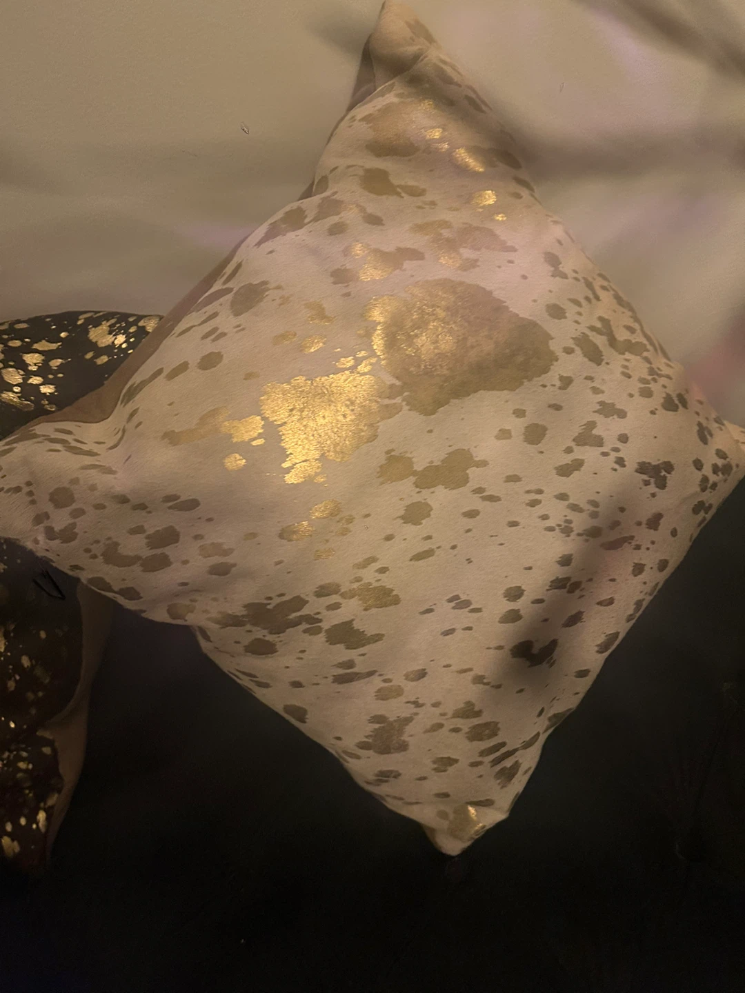 Decorative Throw Pillow - Cream coloured with Gold