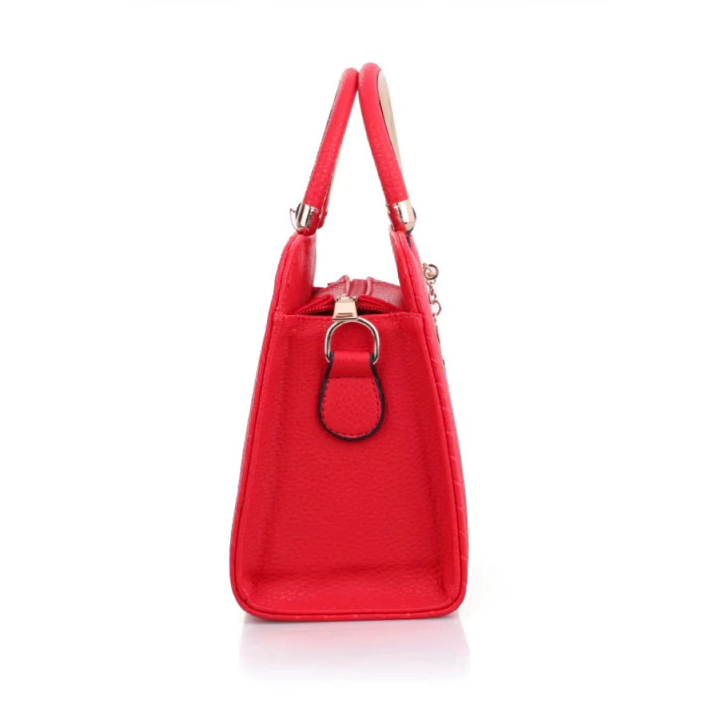 Red Satchel Handbag with Deer Charm - photo 4