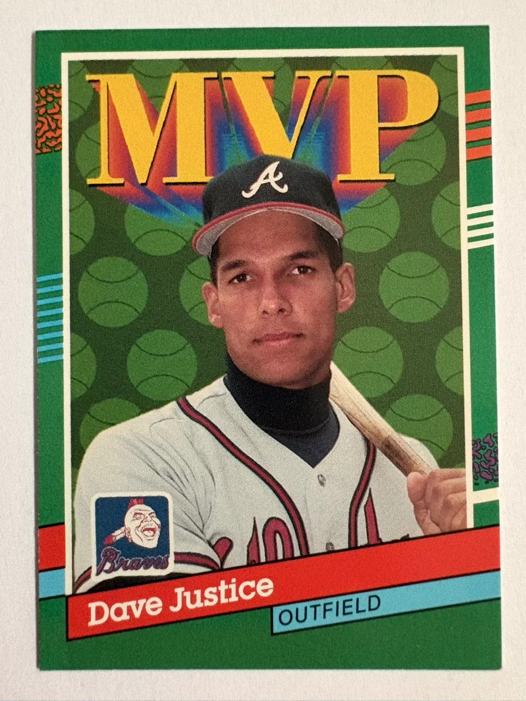 1990 Leaf Dave Justice MVP Baseball Card