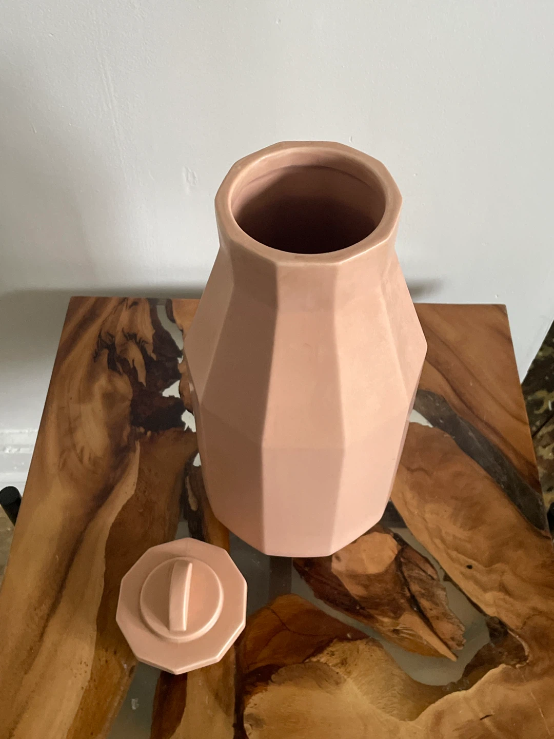 Pink Geometric Ceramic Jar with Lid - photo 2