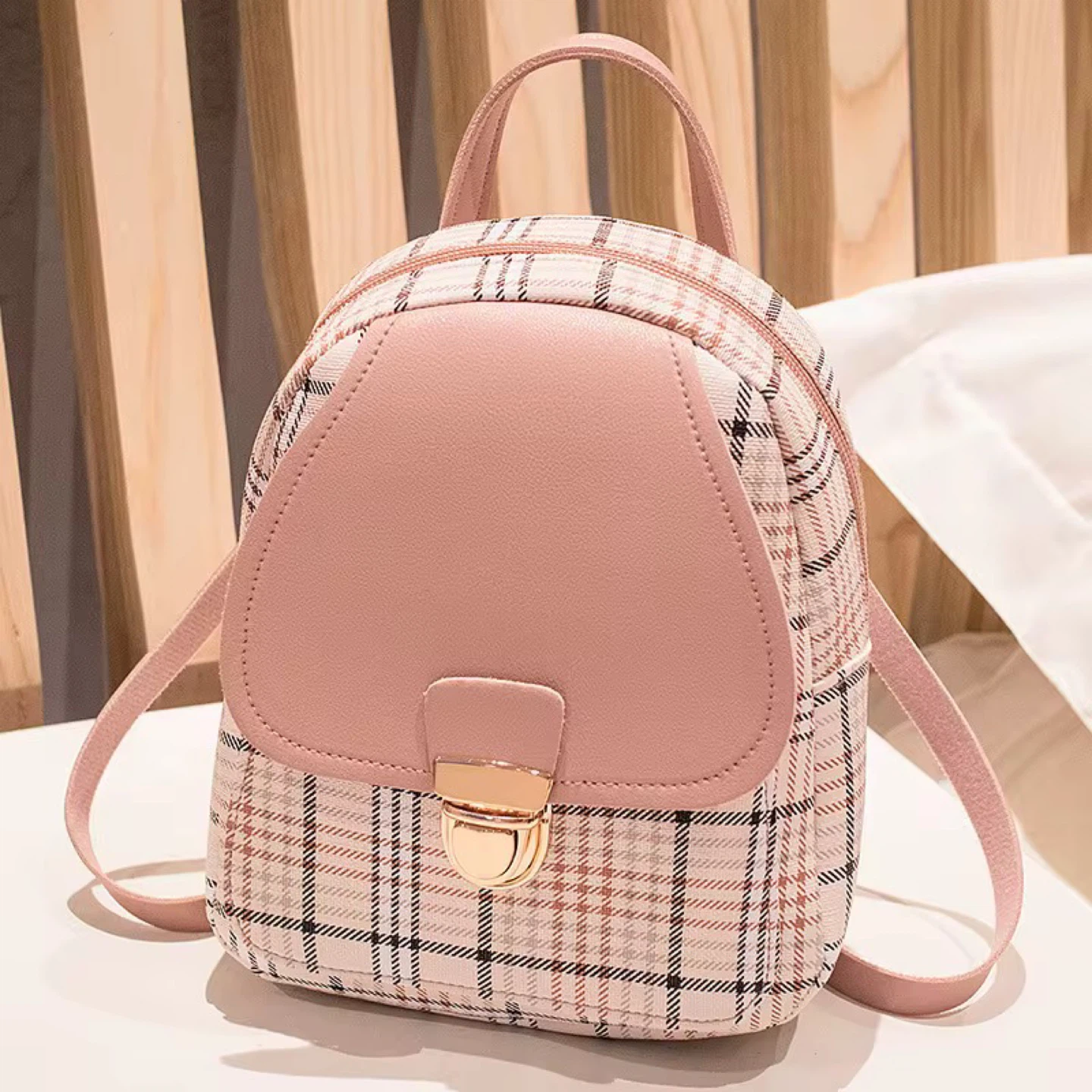 Plaid Mini Backpack