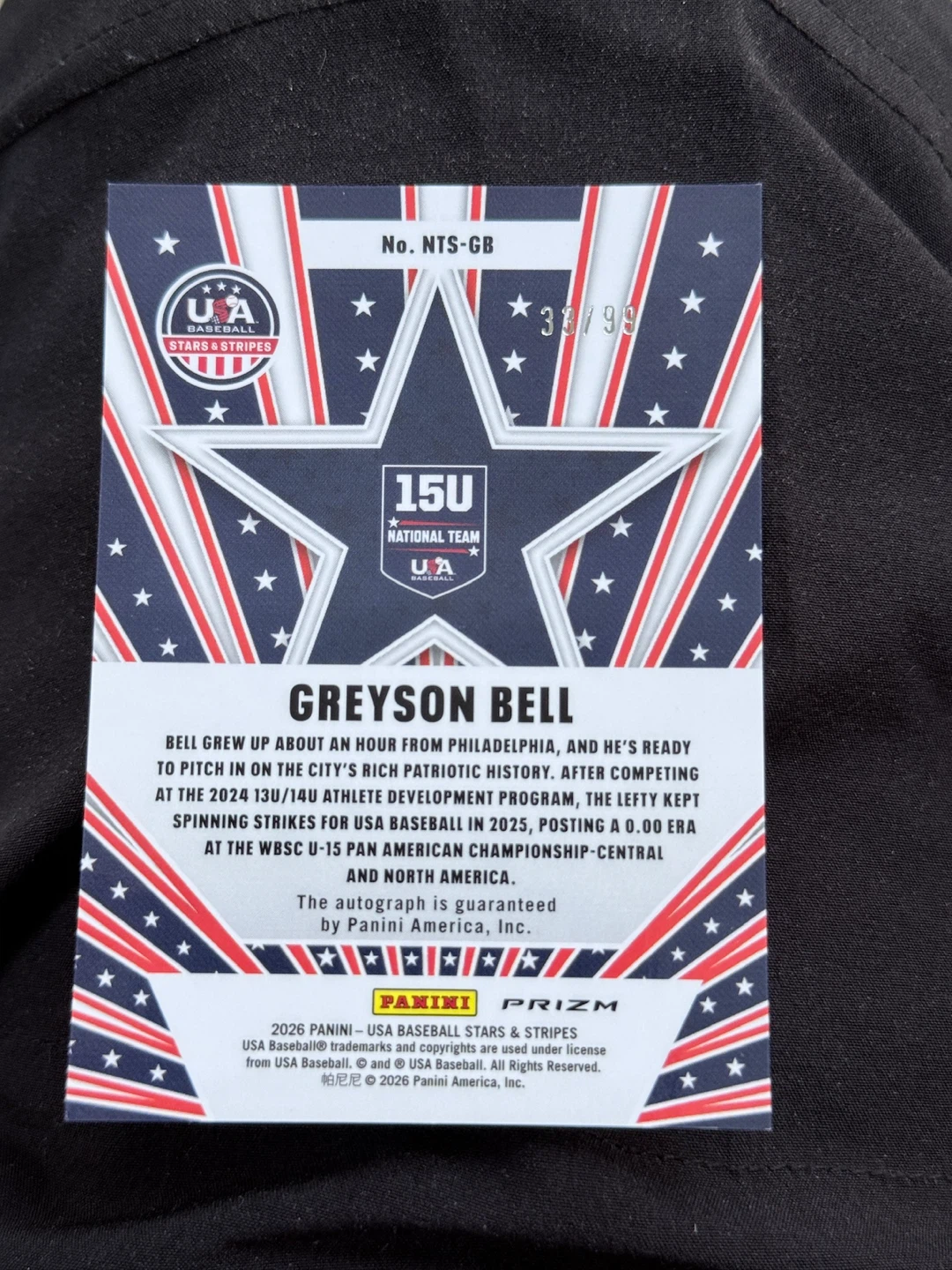 2020 Panini Prizm Greyson Bell USA  Autograph Card 33/99 - photo 2