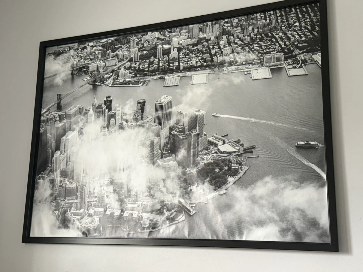 Framed Black and White New York City Skyline Print