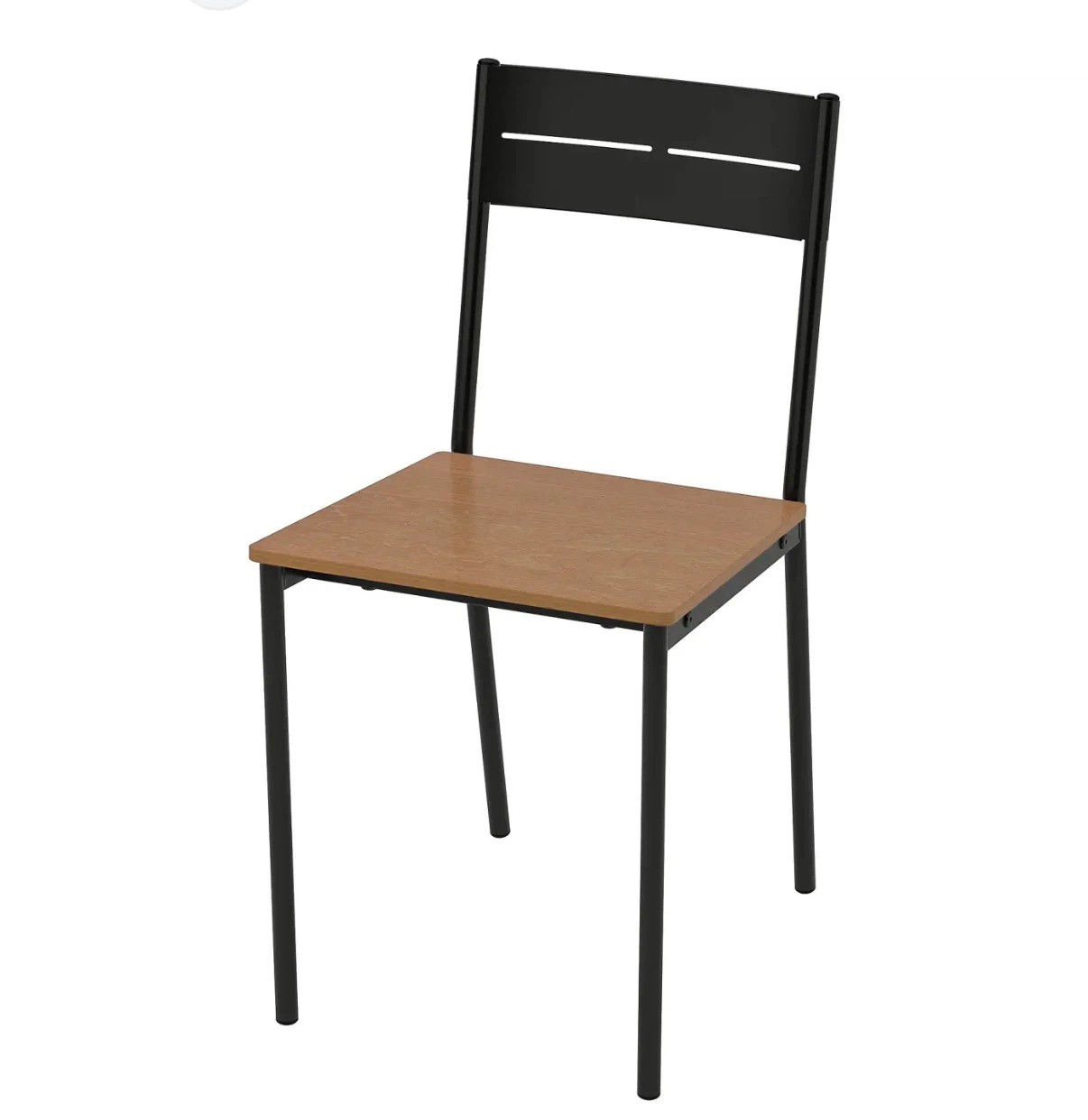 IKEA Black Metal Chair with Wood Seat