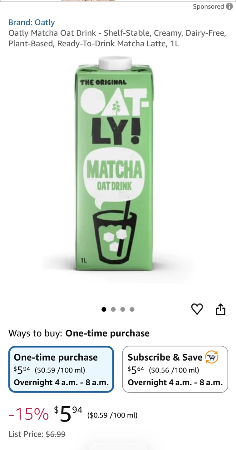 Oatly Matcha Oat Drink 1L