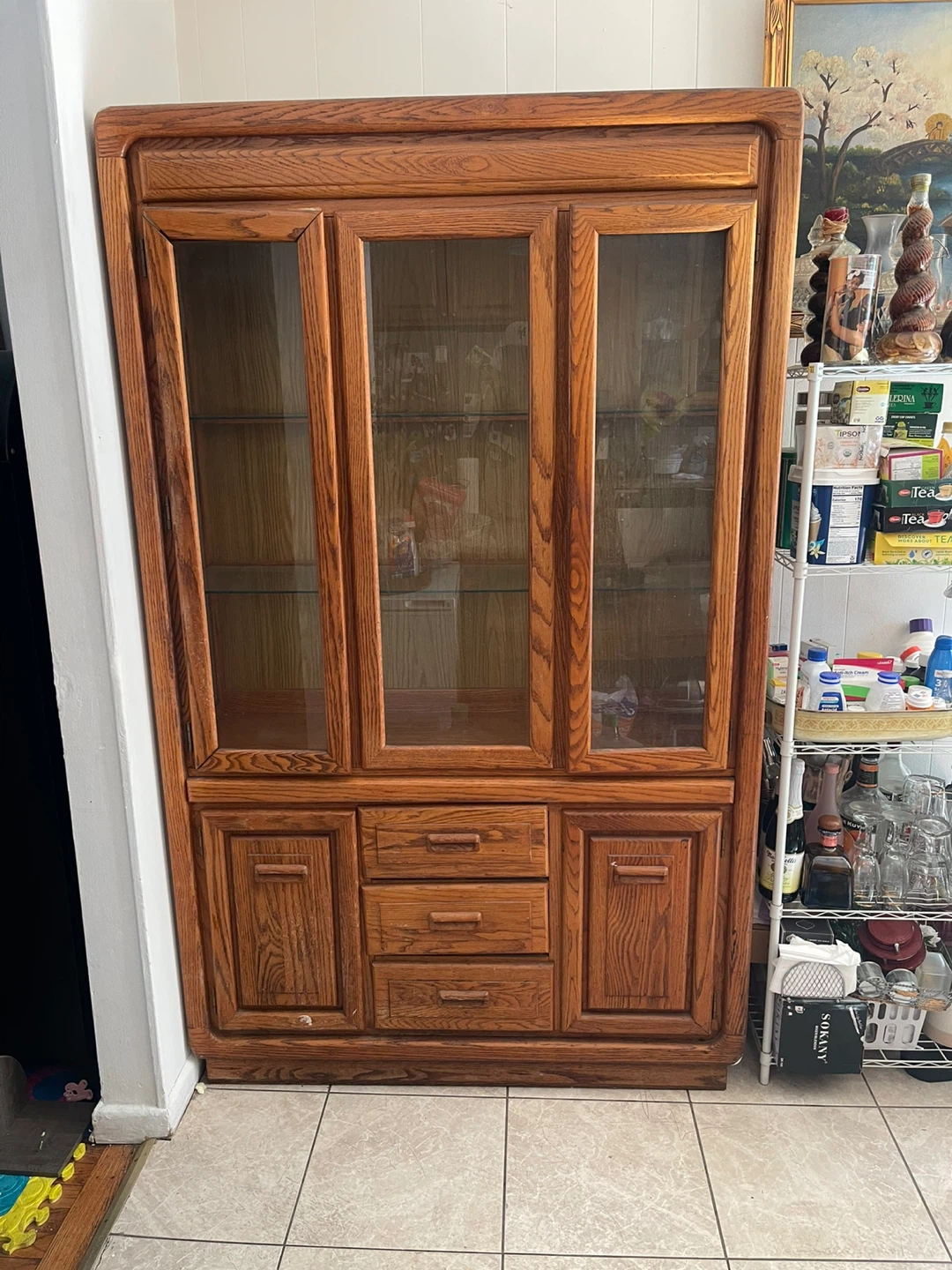 Vintage Wooden Cabinet with Glass Doors - photo 3