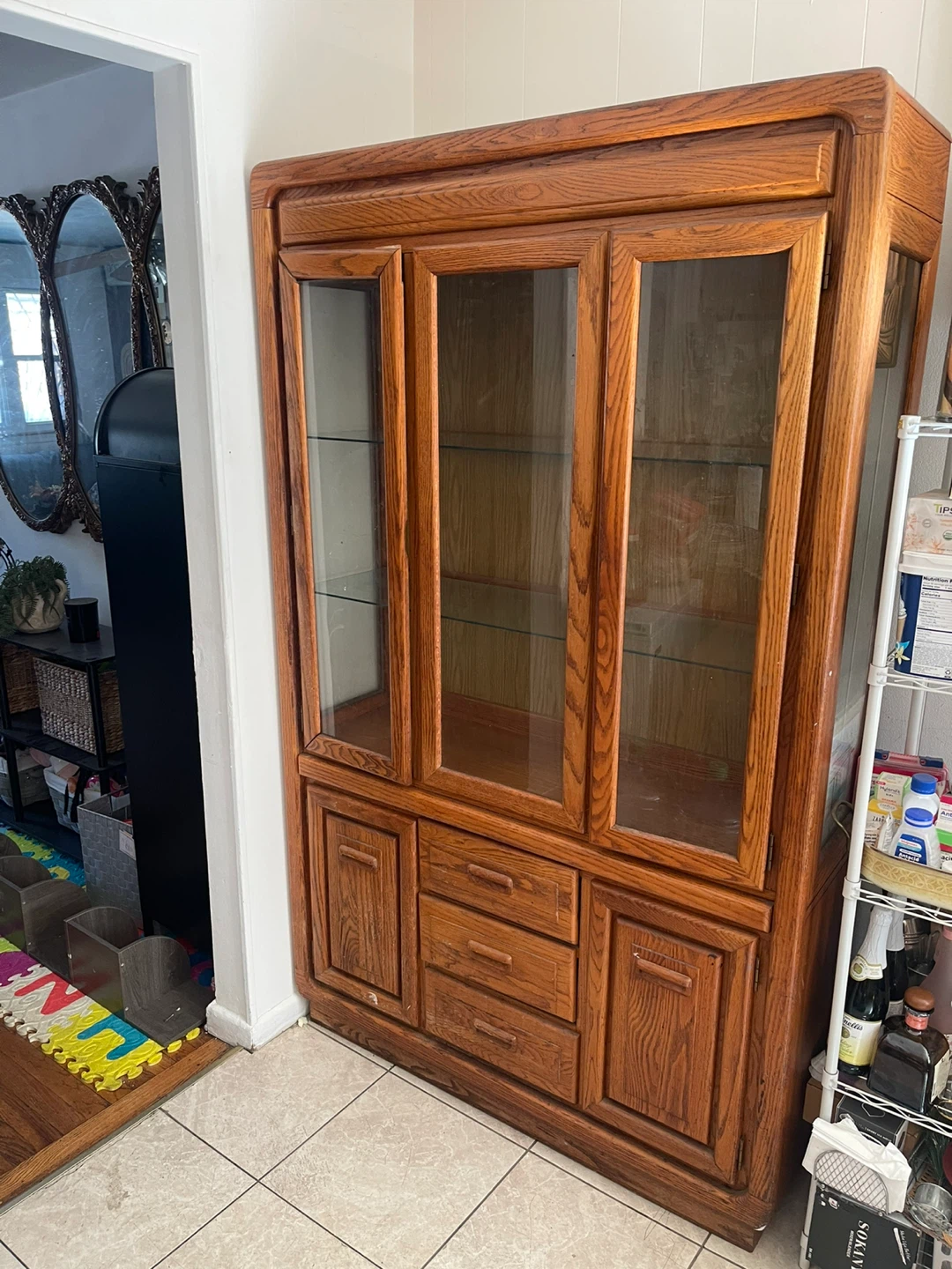 Vintage Wooden Cabinet with Glass Doors - photo 2