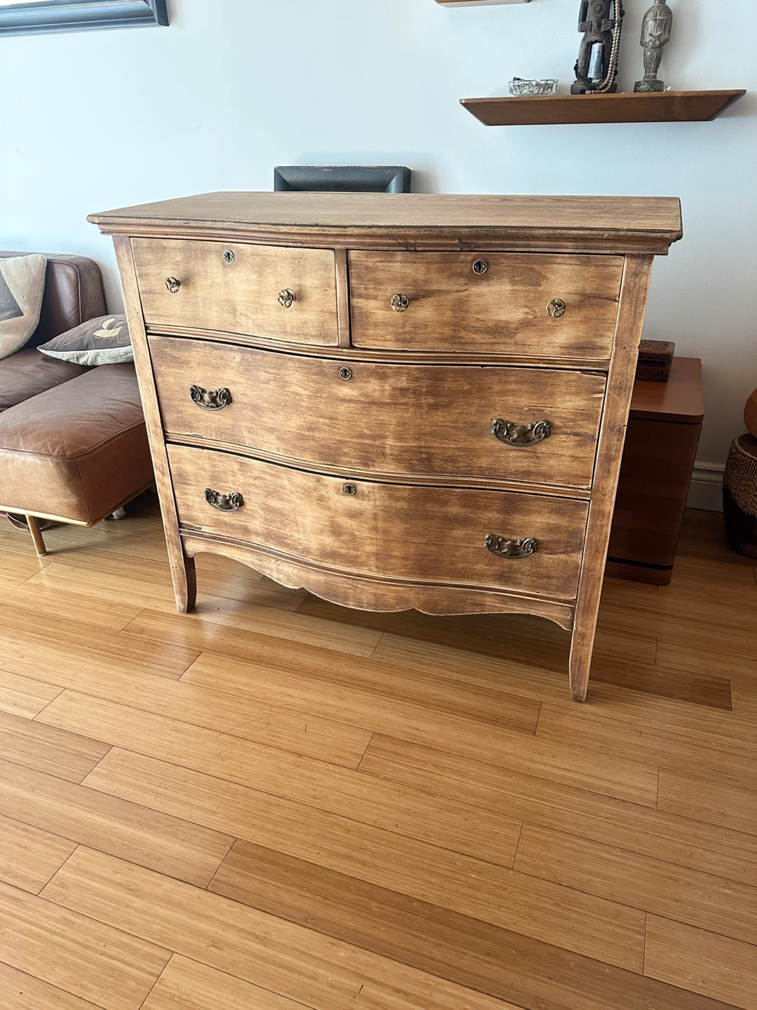ANTIQUE OAK BOHO CHIC DRESSER VINTAGE ARTS CRAFTS WARDROBE - photo 5