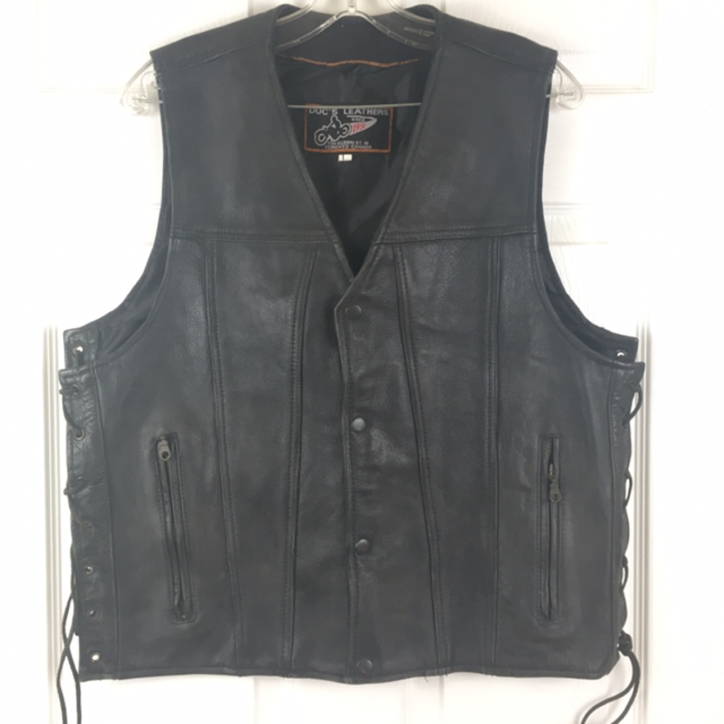 Mens  Leather Motorcycle Vest