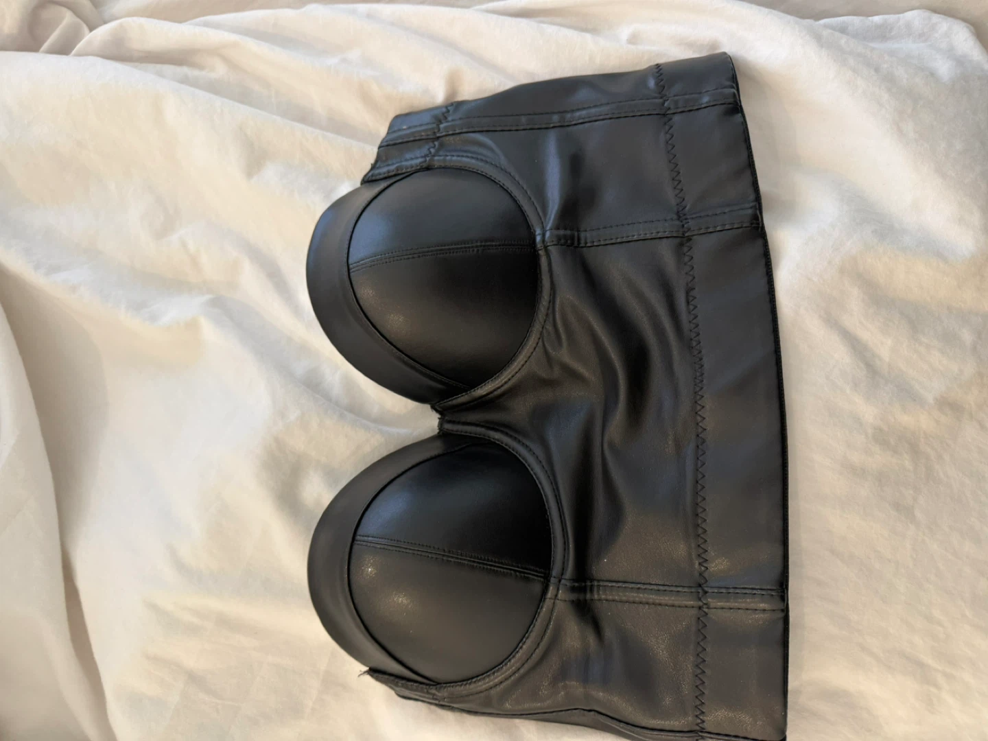 Black Faux Leather Corset Top - photo 2