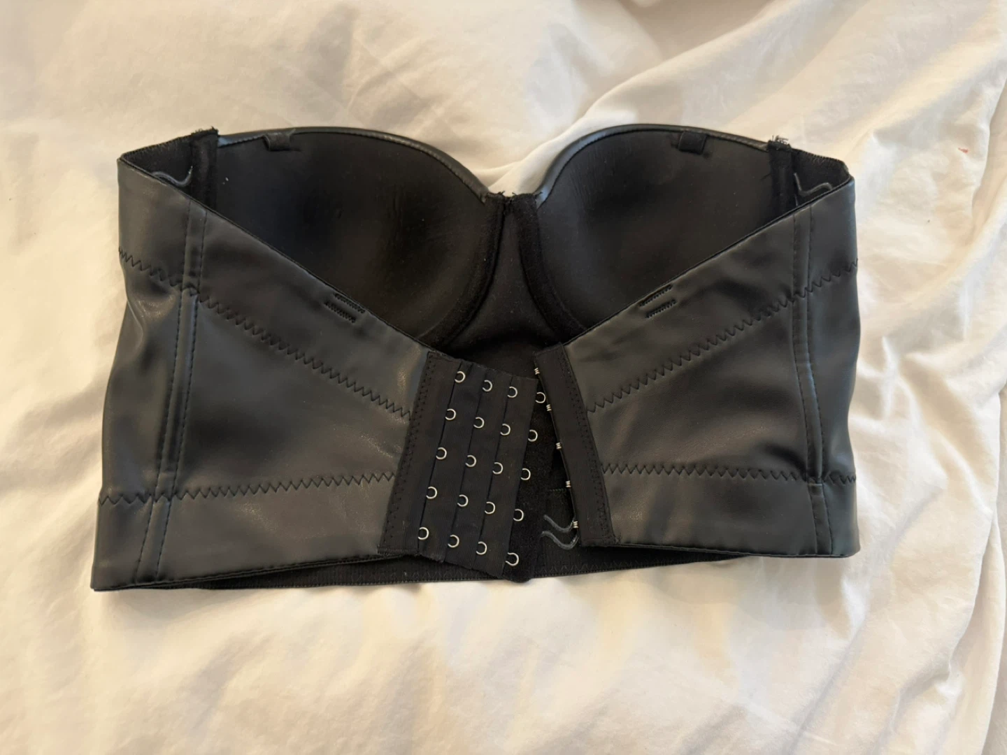 Black Faux Leather Corset Top - photo 3