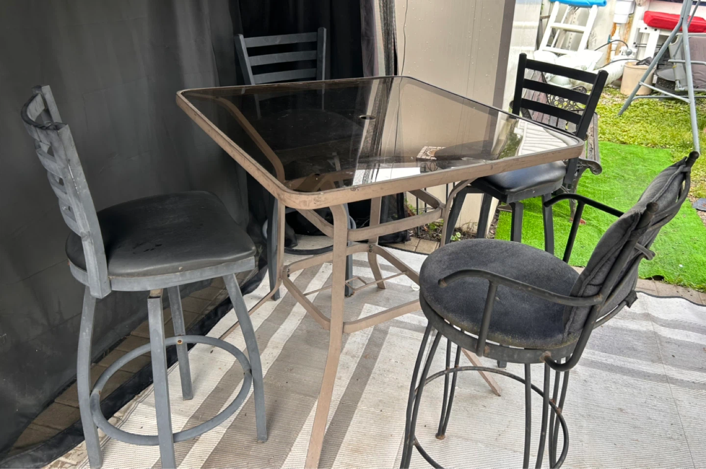 Glass Top Patio Table and Chairs Set - photo 2