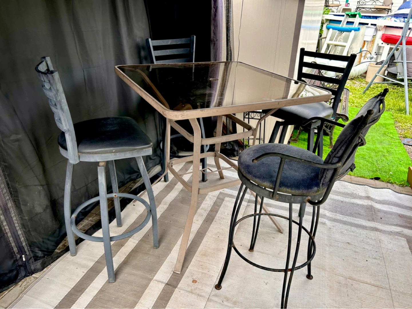 Glass Top Patio Table and Chairs Set