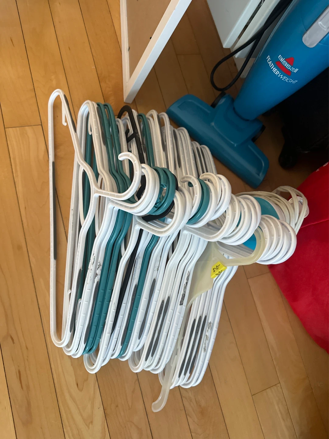 Plastic Clothes Hangers - White & Teal
