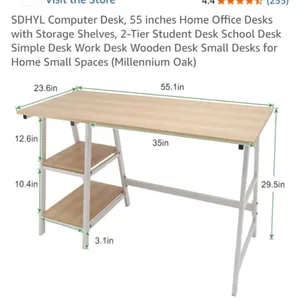 SDHYL Computer Desk with Storage Shelves - 55" Millennium Oak