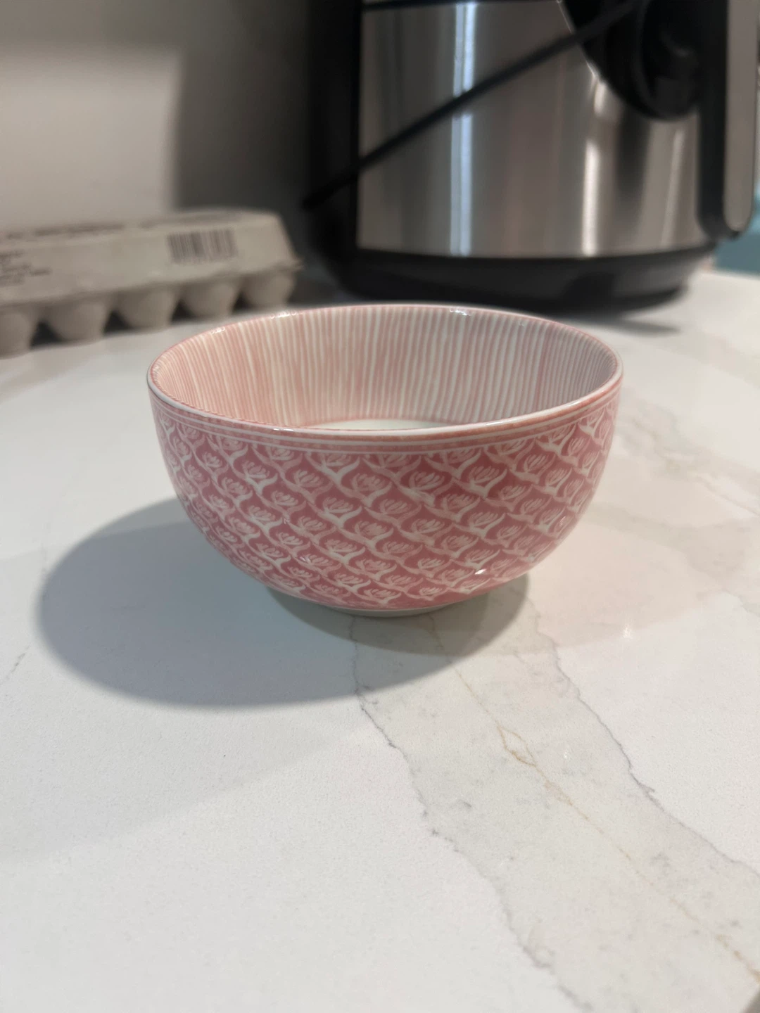 Pink and white bowl