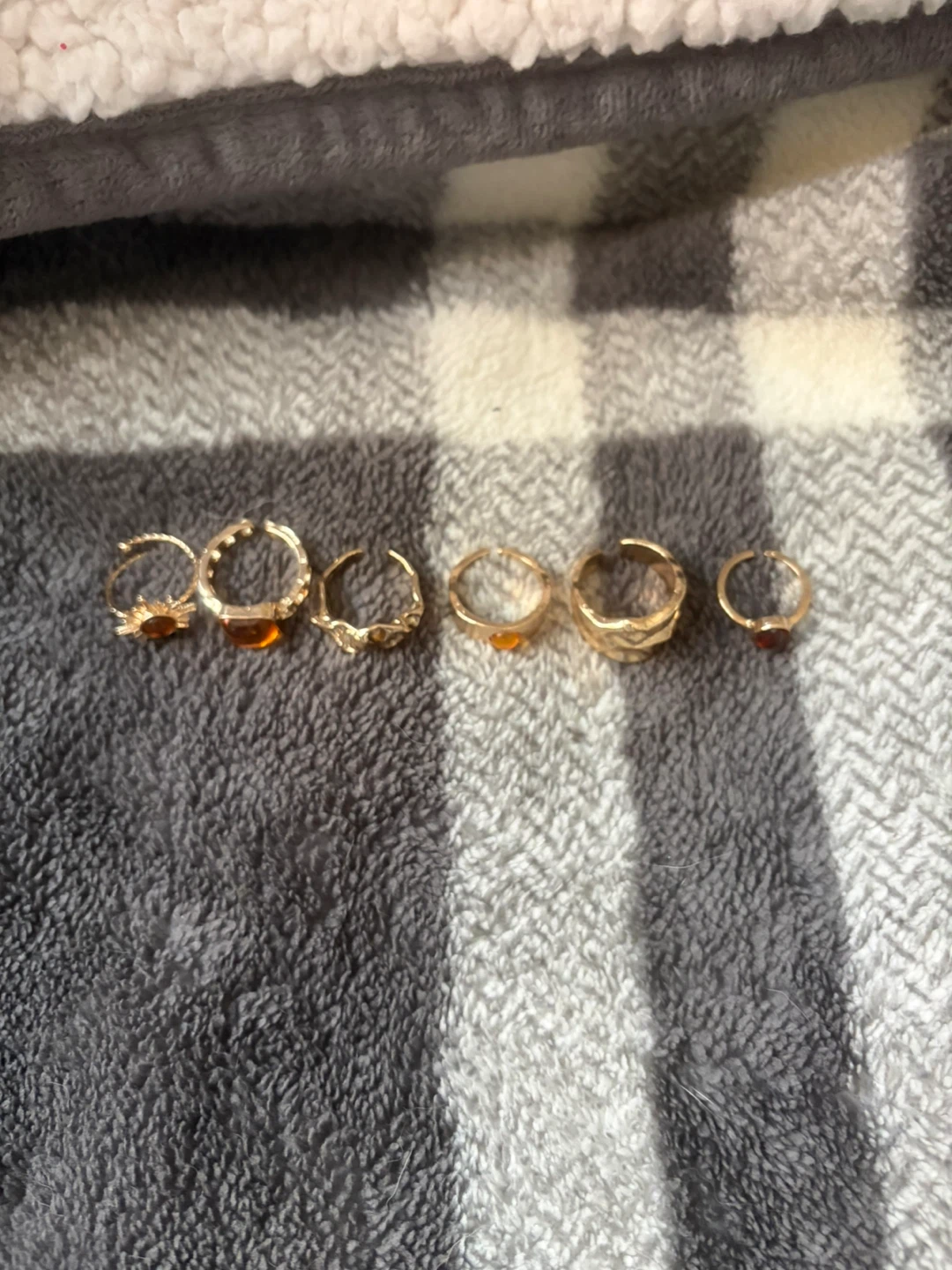 NEW! Assorted Gold-Tone Rings with Amber-Colored Stones - photo 2