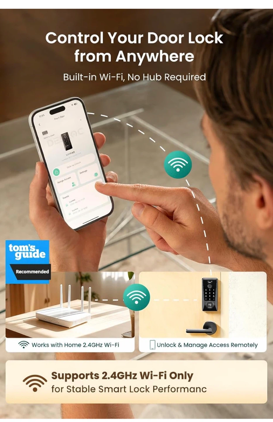 DESLOC D110 Plus WiFi Smart Door Lock with Display Screen D10 - photo 2