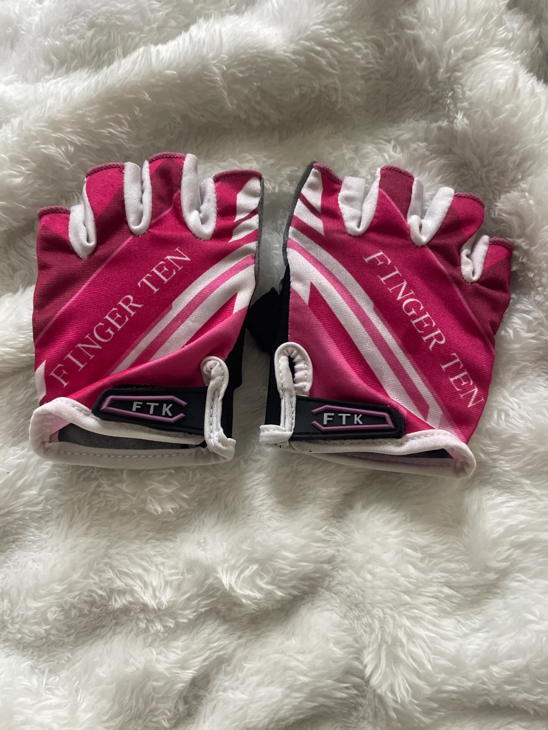 ⚽️ FINGER TEN FTK Fingerless Biking Gloves - Pink - photo 2