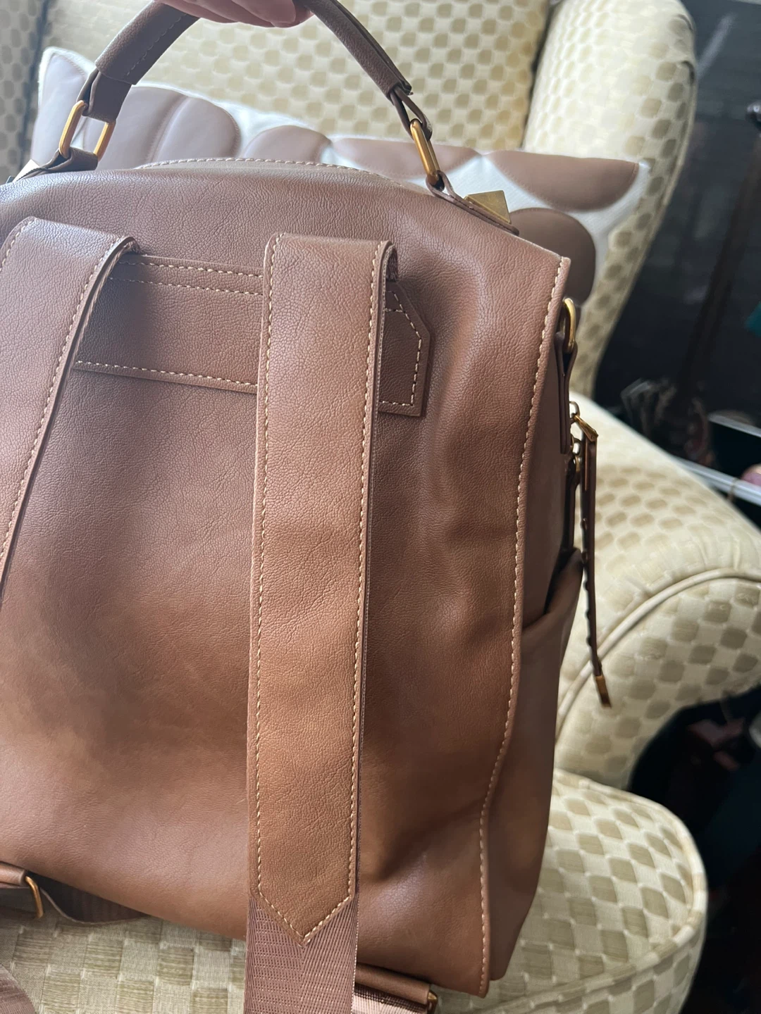 Terre Bleue Brown Faux Leather Backpack - photo 3
