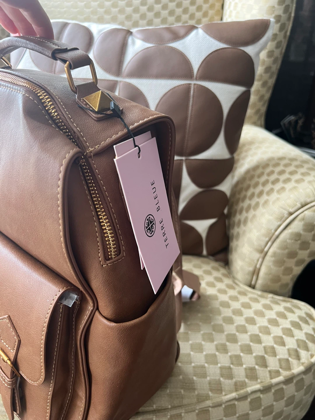 Terre Bleue Brown Faux Leather Backpack - photo 4