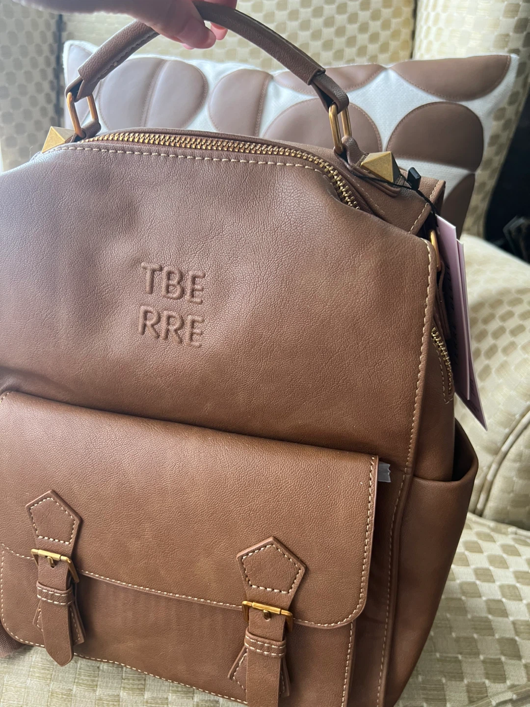 Terre Bleue Brown Faux Leather Backpack