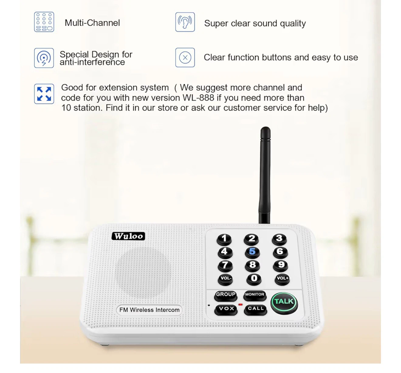 Wuloo Wireless Intercom System 4 Packs - White NS4 - photo 2