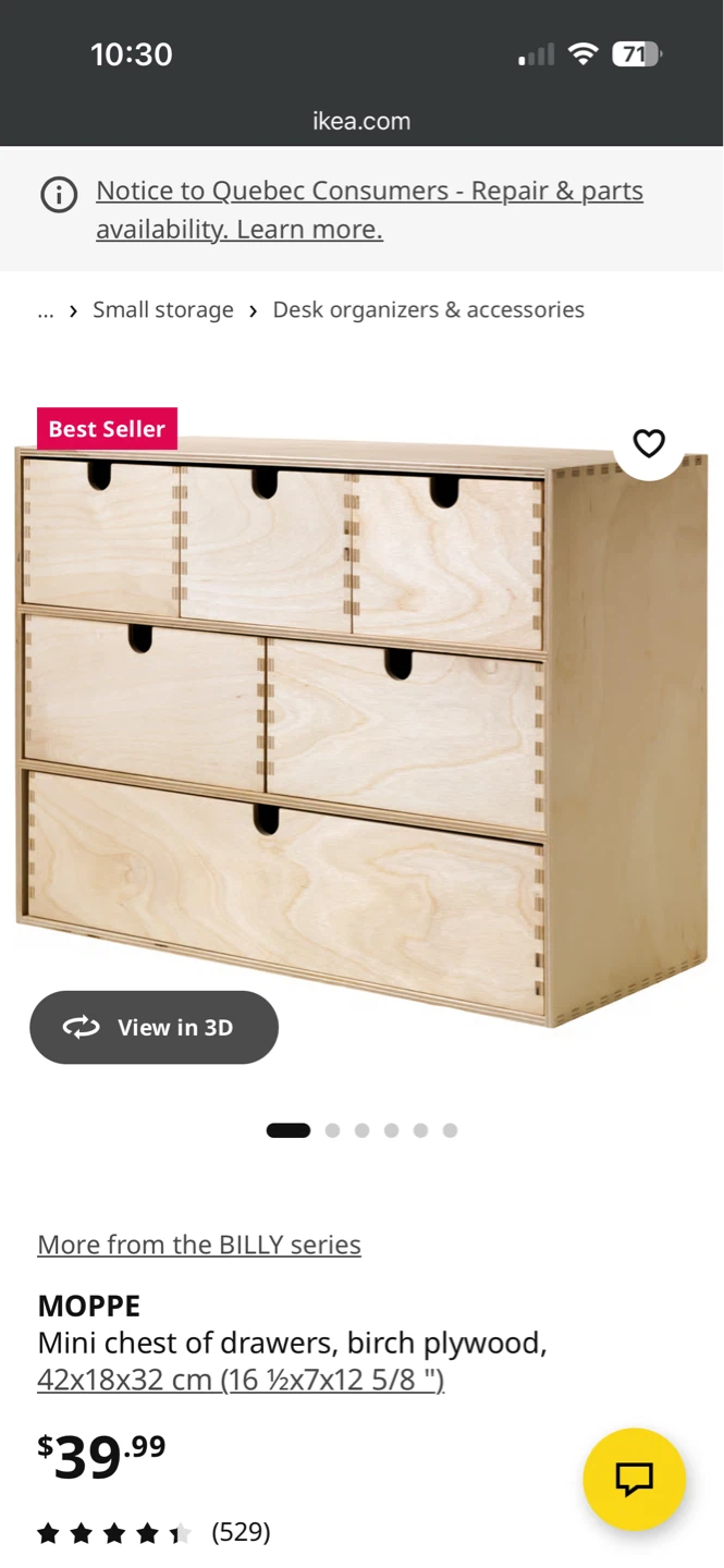 IKEA Moppe Mini Chest of Drawers - Birch Plywood