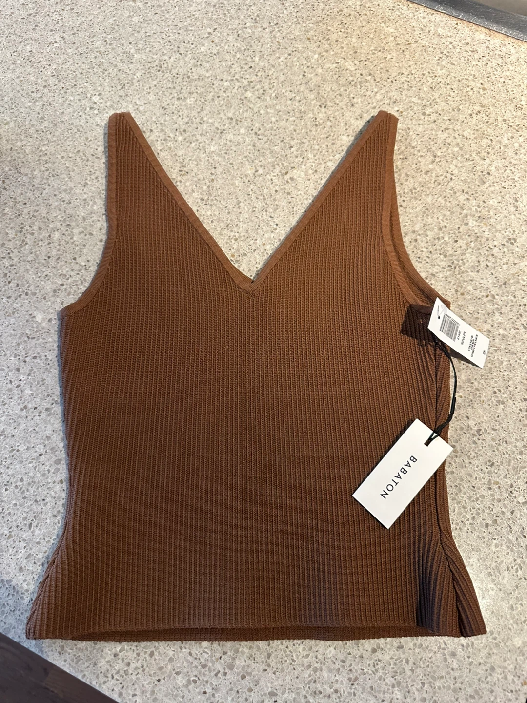 BABATON Brown Ribbed V-Neck Tank Top ⚽️ - photo 2