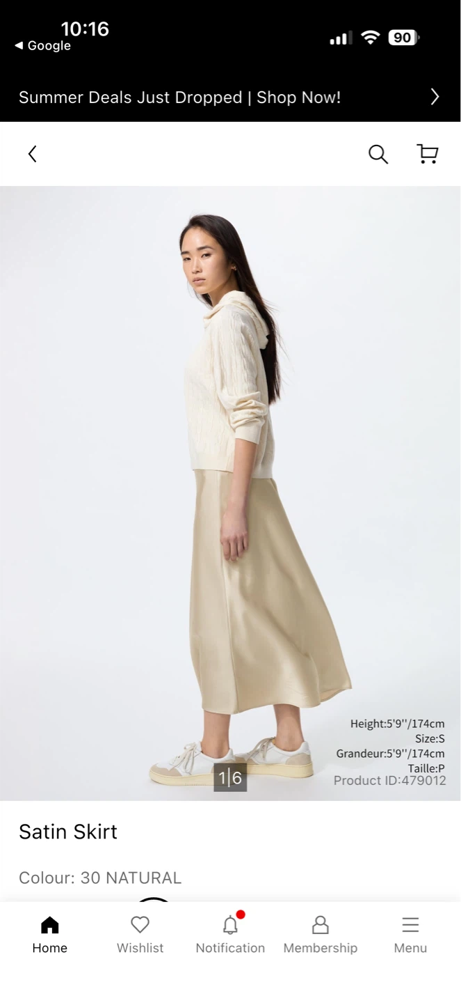 Brand new Uniqlo Women's Satin Skirt - Natural - Size M
