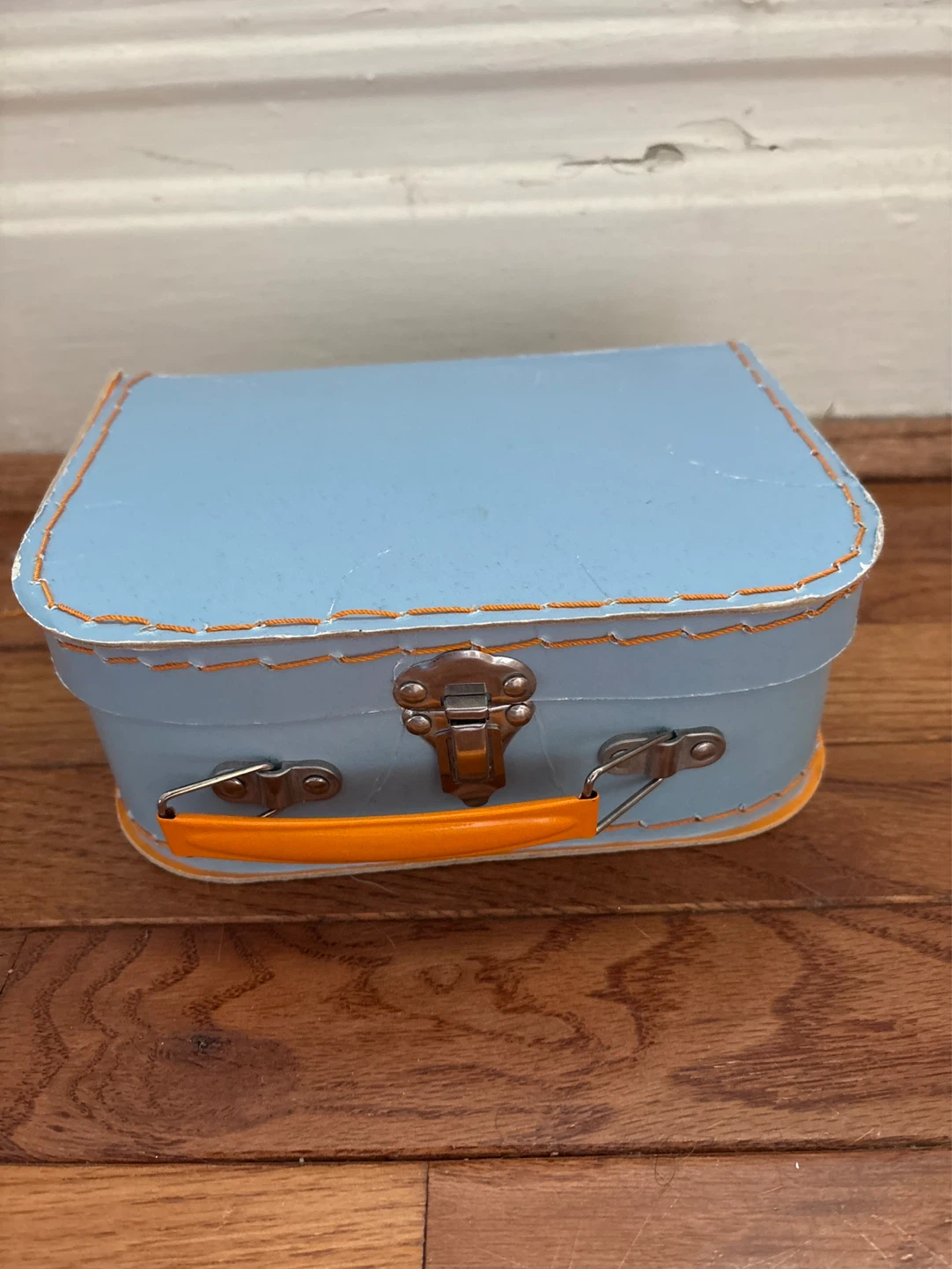 ⚽️Blue toy cardboard suitcase with orange handle