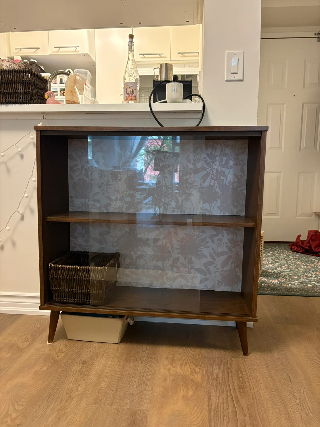 Dark Wood Display Cabinet with Glass Doors